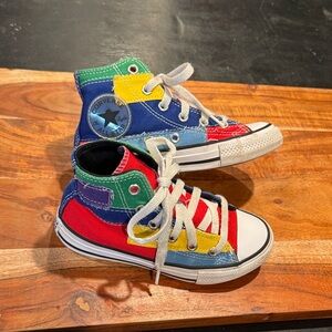 Converse All-Star Colorful Patchwork High-Top Kids Sneakers- 11C
